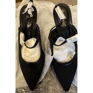 New Womens Sicare Black Pointy Slingback High Heels 5.5M